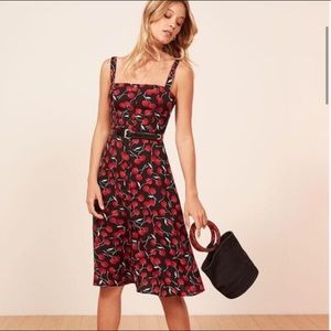 Reformation Persimmon Dress in cherry print